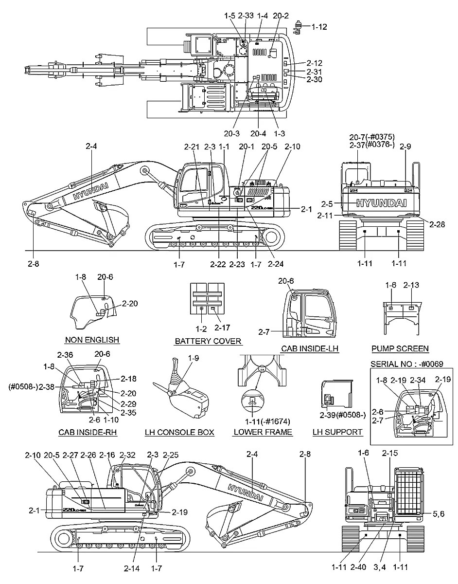 97Q6-10022 Escavadeira de esteiras Hyundai R220LC-9SH