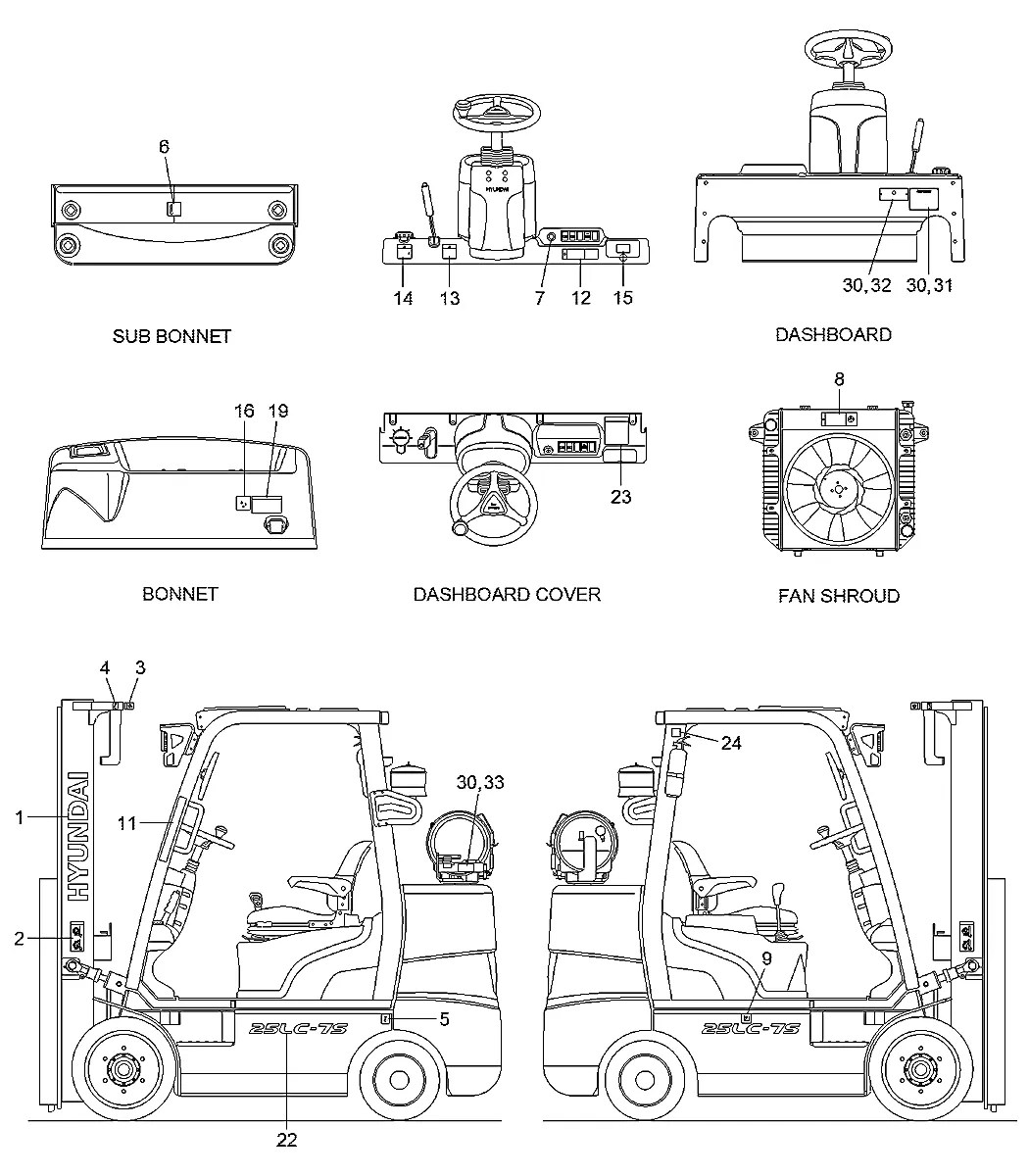 92HC-02100 Empilhadeira Hyundai 25-30LC-7S