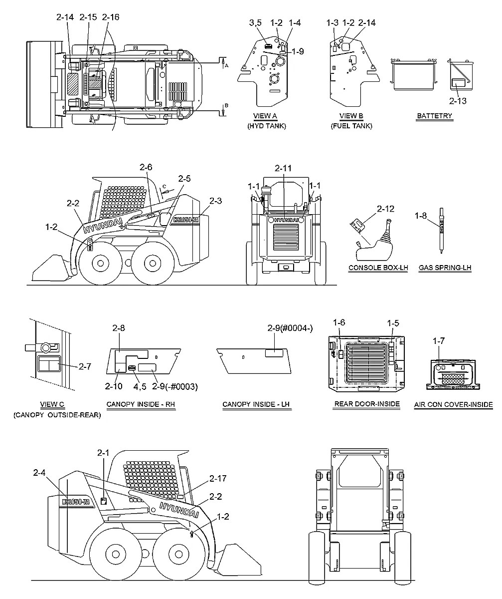 91S8-17210 Mini carregadeira Hyundai HSL650-7A