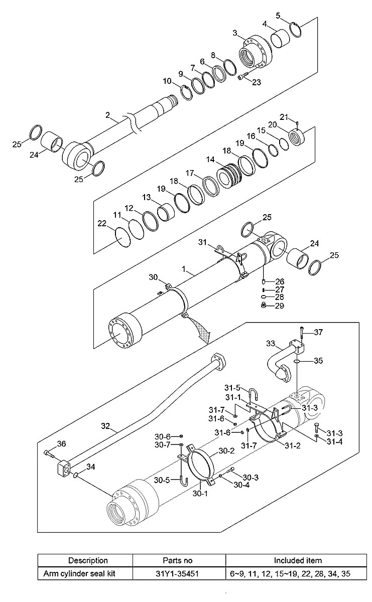 31Y1-45060 Escavadeira de esteiras Hyundai HX480 L