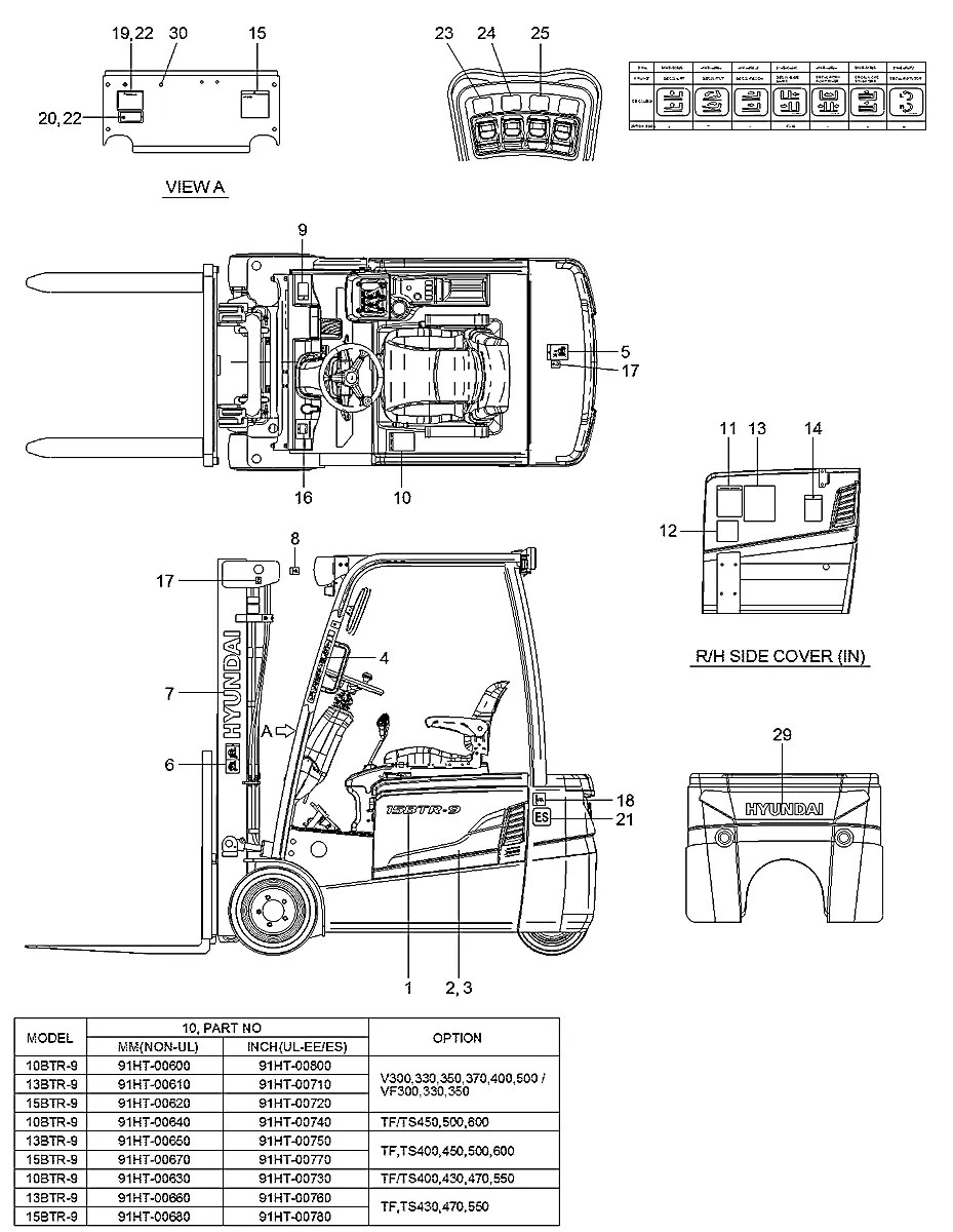 91HT-00400 Empilhadeira Hyundai 10-13-15BTR-9