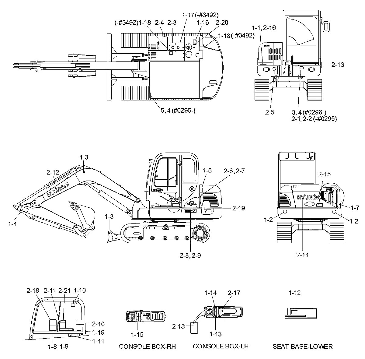 91M8-07340 Escavadeira de esteiras Hyundai R55-7