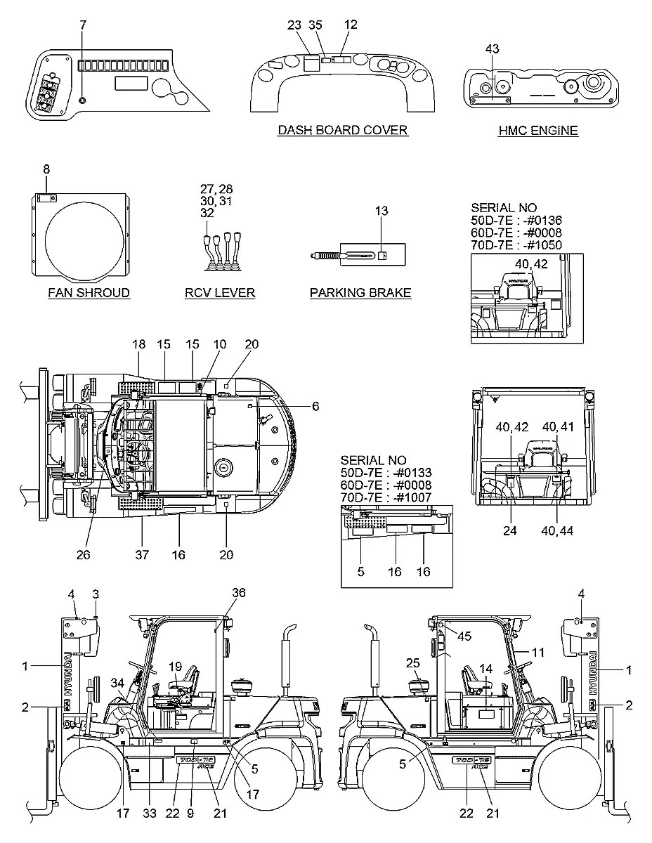 93FQ-02700 Empilhadeira Hyundai 50-60-70D-7E