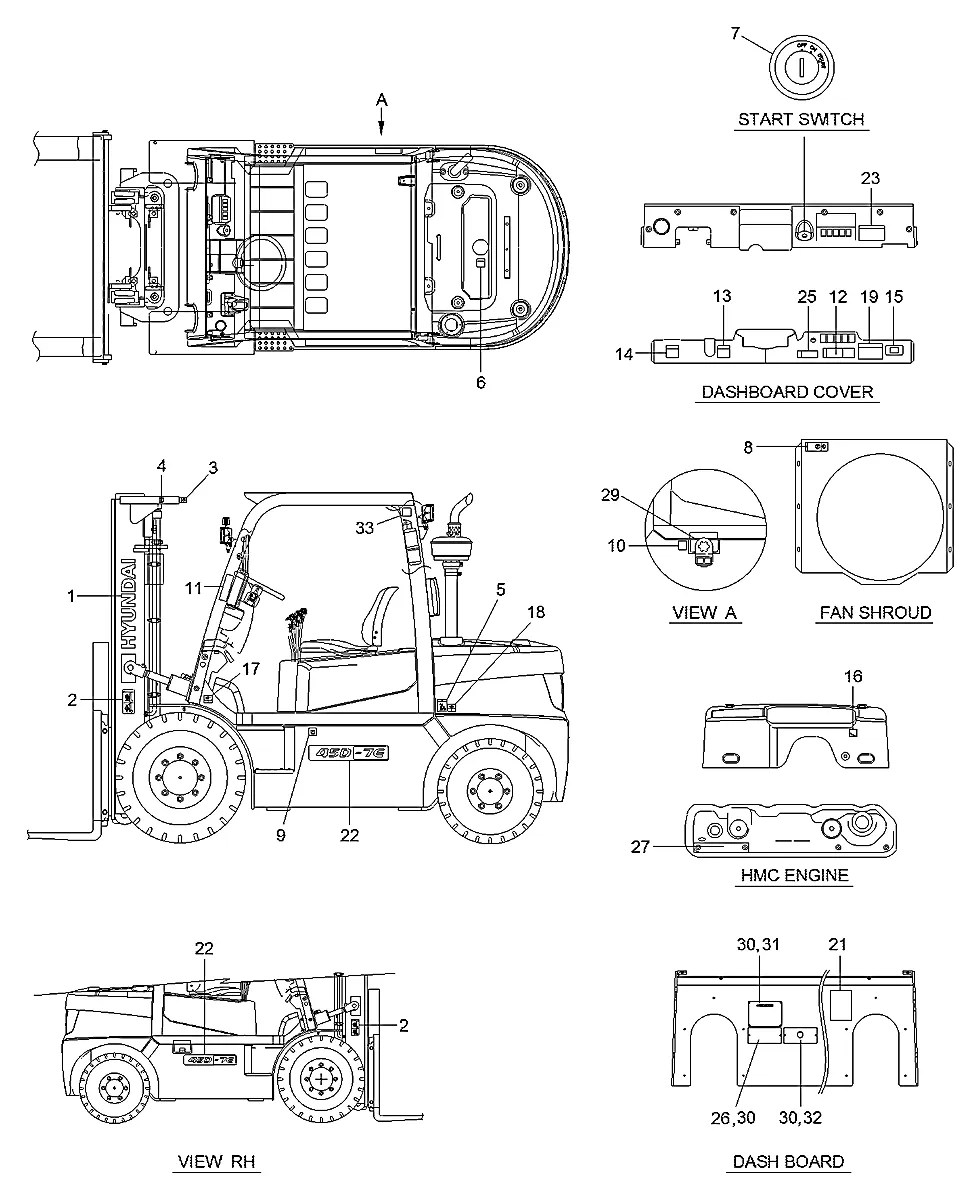 93FV-02800 Empilhadeira Hyundai 35-40-45D-7E