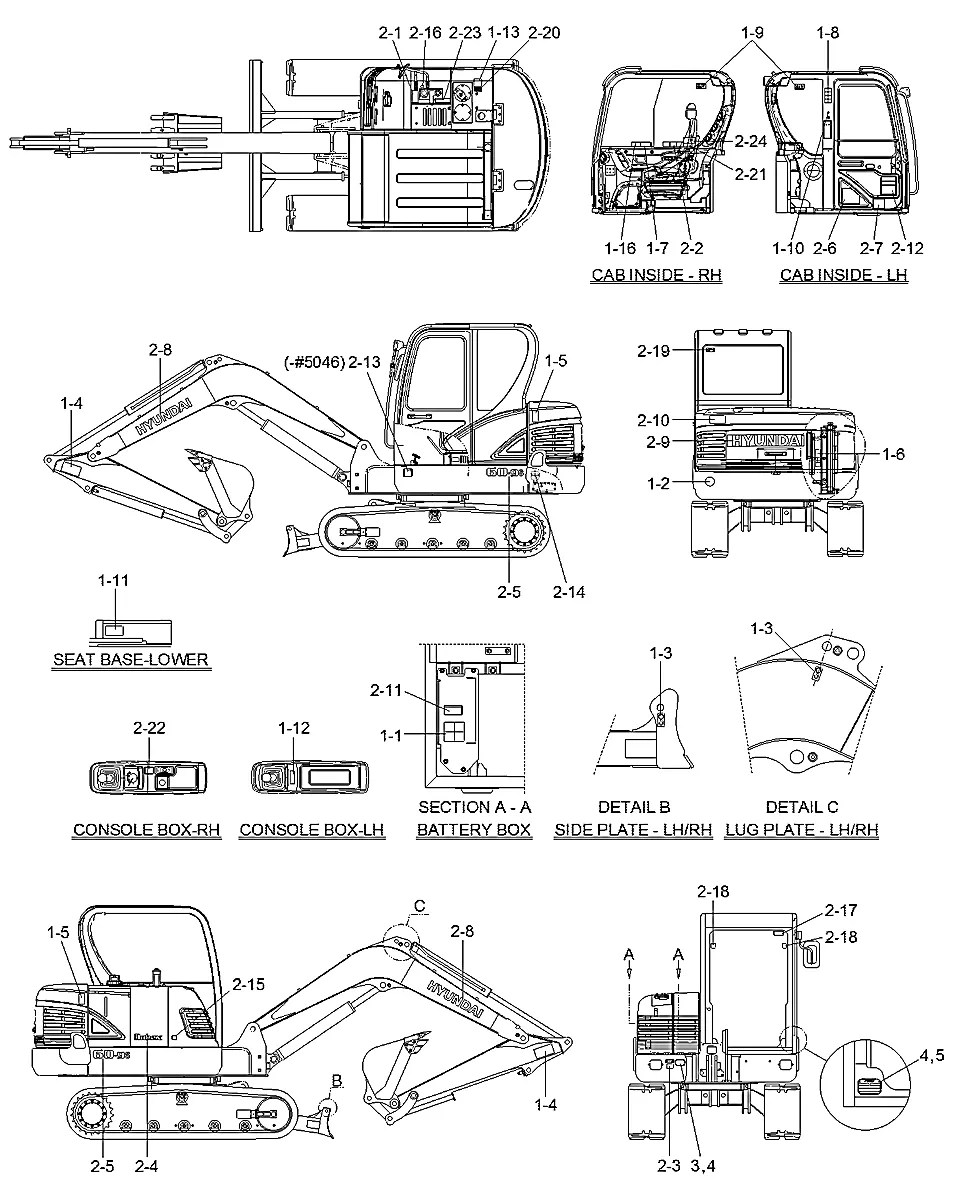 91M9-17340 Escavadeira de esteiras Hyundai R60-9S