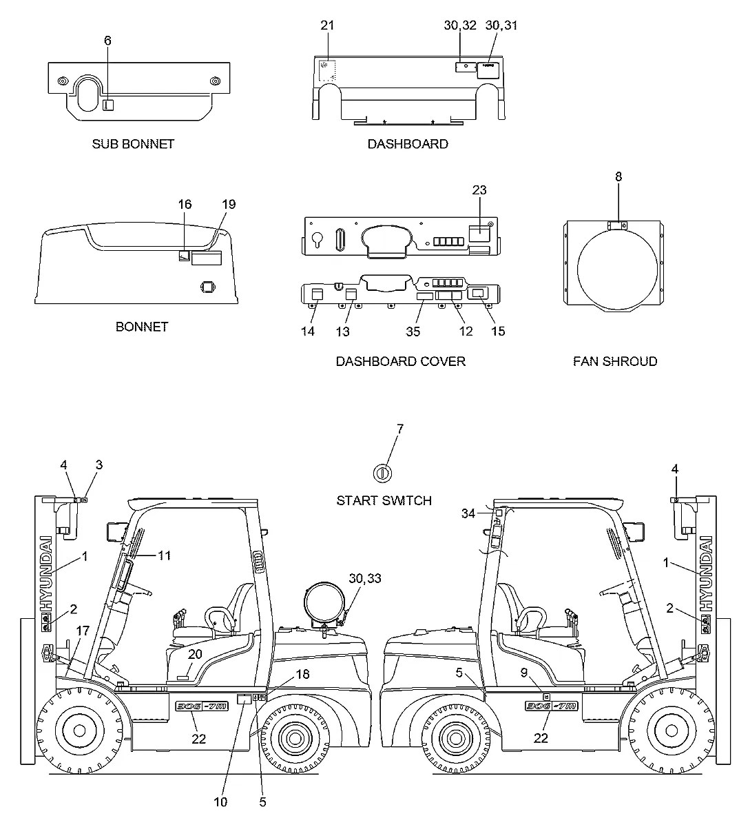 97HF-02500 Empilhadeira Hyundai 25-30-33G-7M
