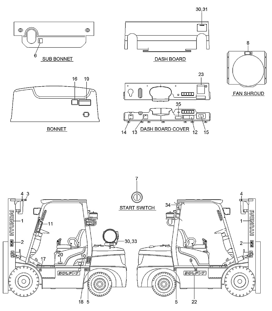 96HF-02300 Empilhadeira Hyundai 25-30-33LF-7