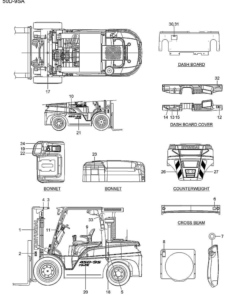 97FV-05101 Empilhadeira Hyundai 35-40-45-50D-9SA