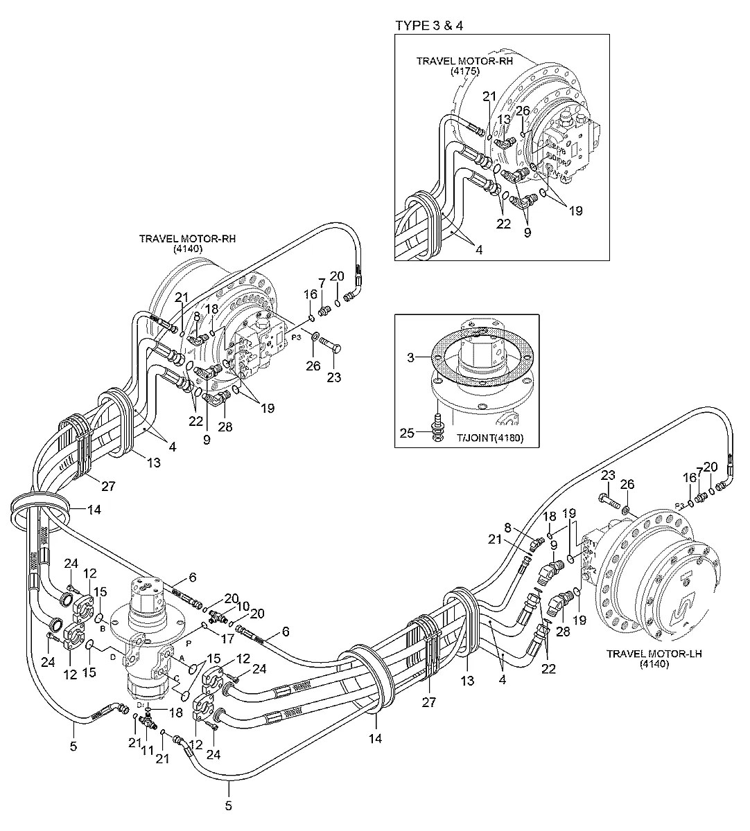 P950-127334DS Escavadeira de esteiras Hyundai R140LC-9A