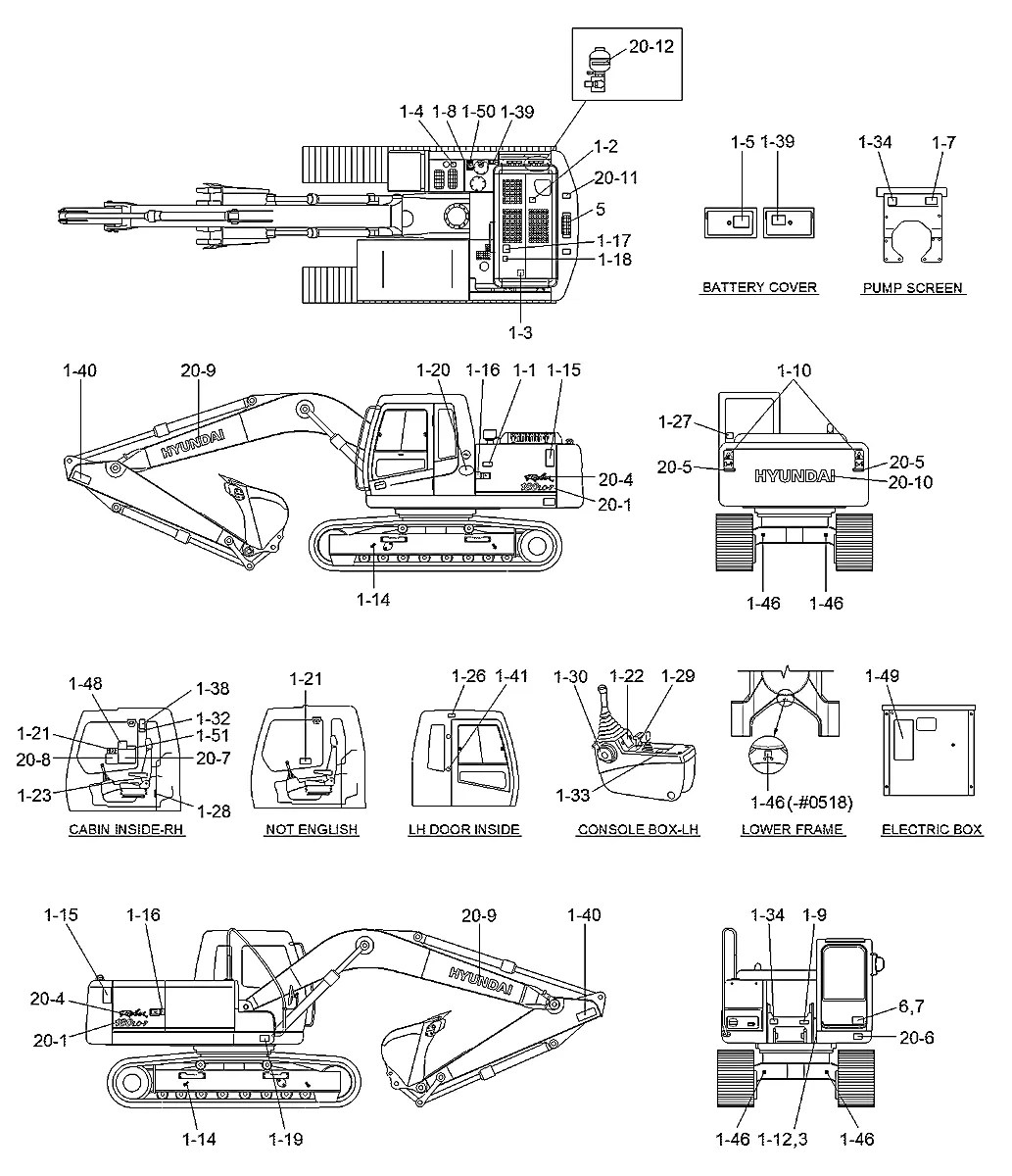 91N6-07310 Escavadeira de esteiras Hyundai R180LC-7