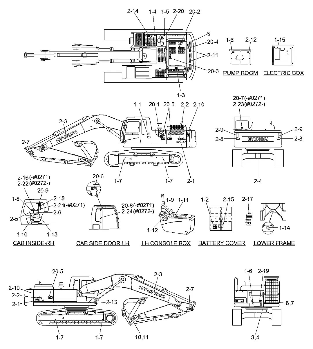 94N8-00021 Escavadeira de esteiras Hyundai R370LC-7