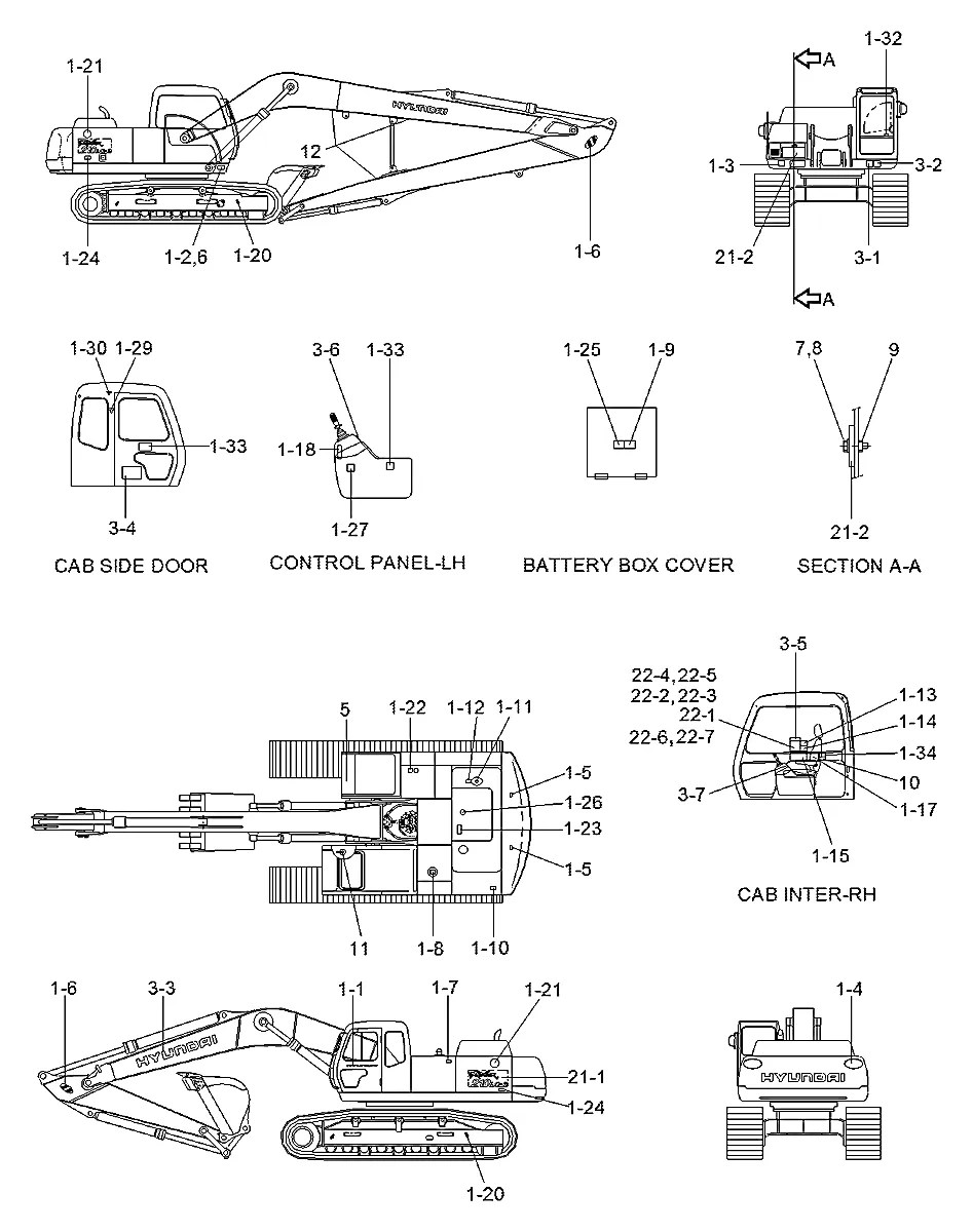 90EM-00200 Escavadeira de esteiras Hyundai R210LC-3H