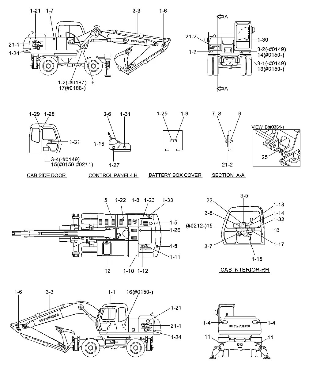 91EK-28020 Escavadeira de rodas Hyundai R170W-3