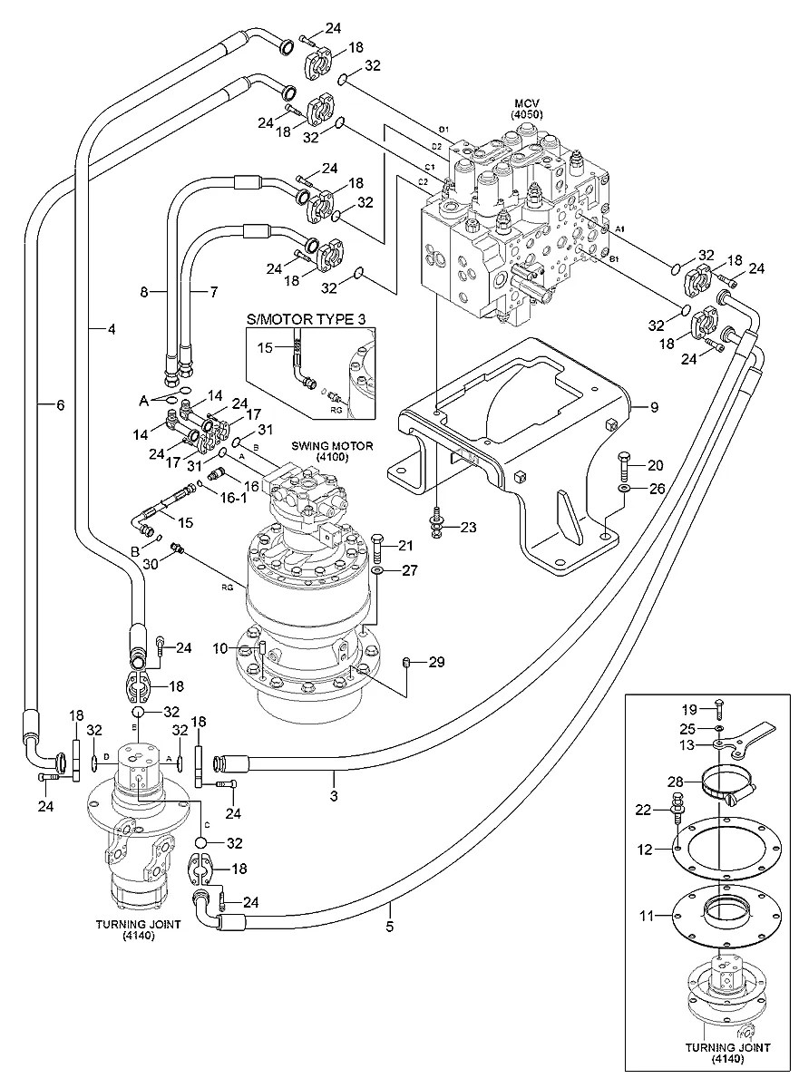 32Q8-02100 Escavadeira de esteiras Hyundai RB260LC-9S