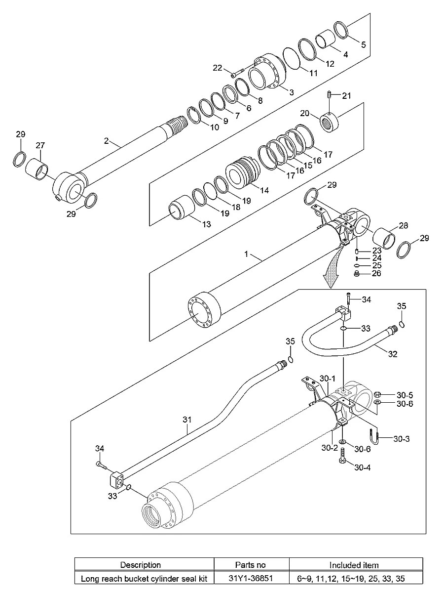 31Y1-25042G9 Escavadeira de esteiras Hyundai HX300 L