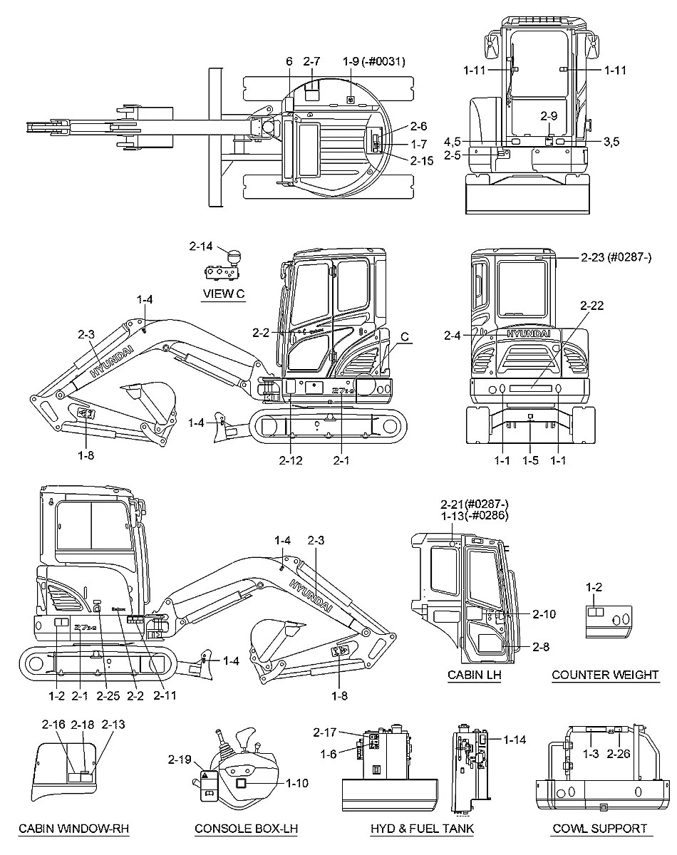 91MH-07230 Escavadeira de esteiras Hyundai R27Z-9
