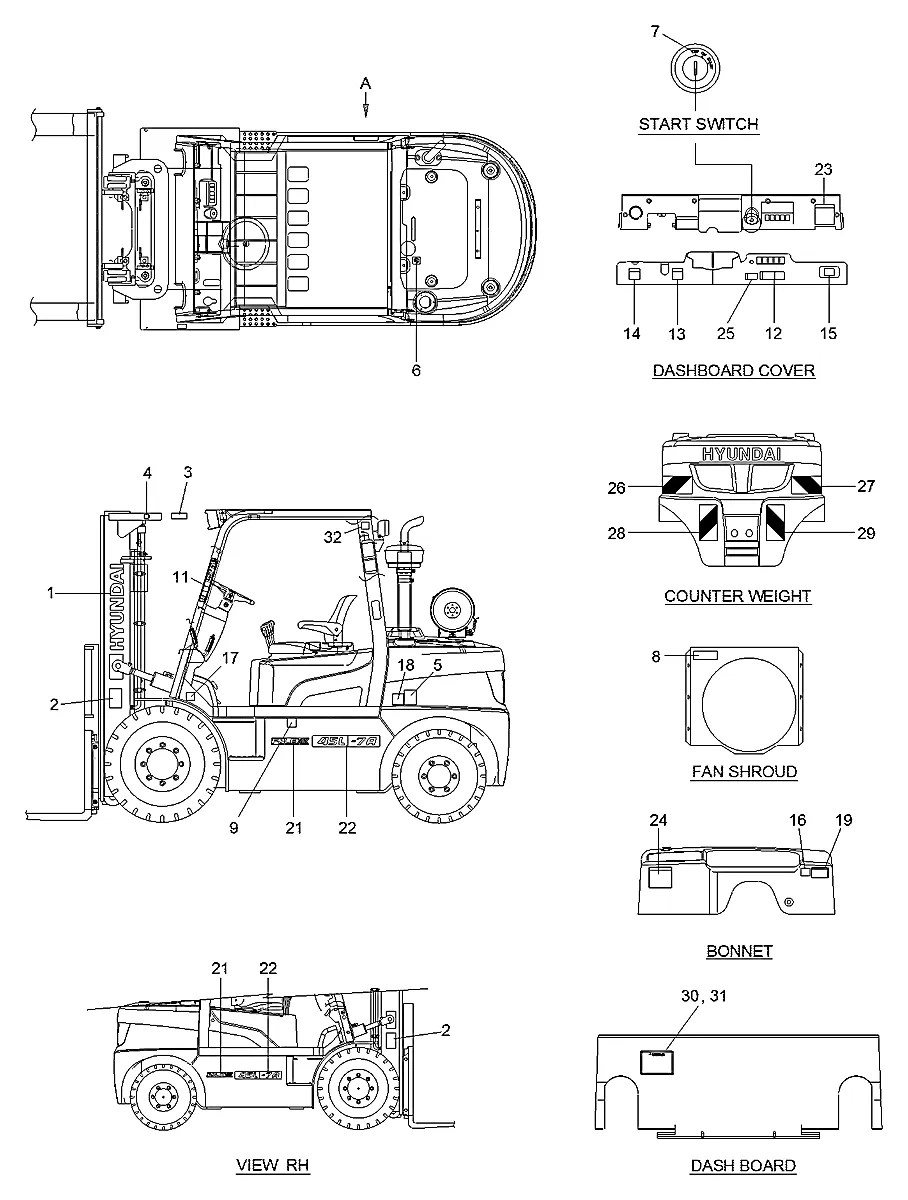 93HL-02300 Empilhadeira Hyundai 35-40-45-50L-7A