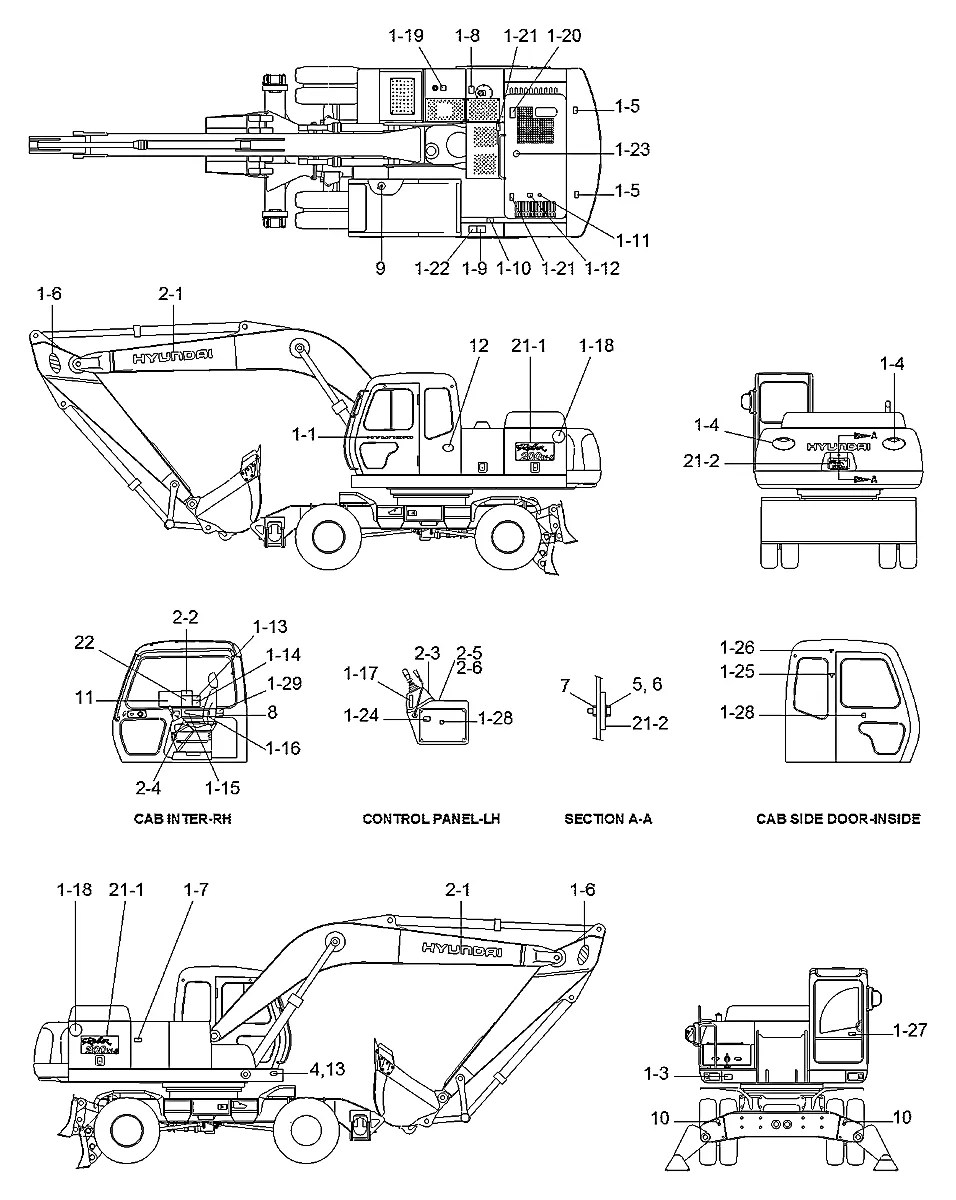 91ER-28900 Escavadeira de rodas Hyundai R200W-3