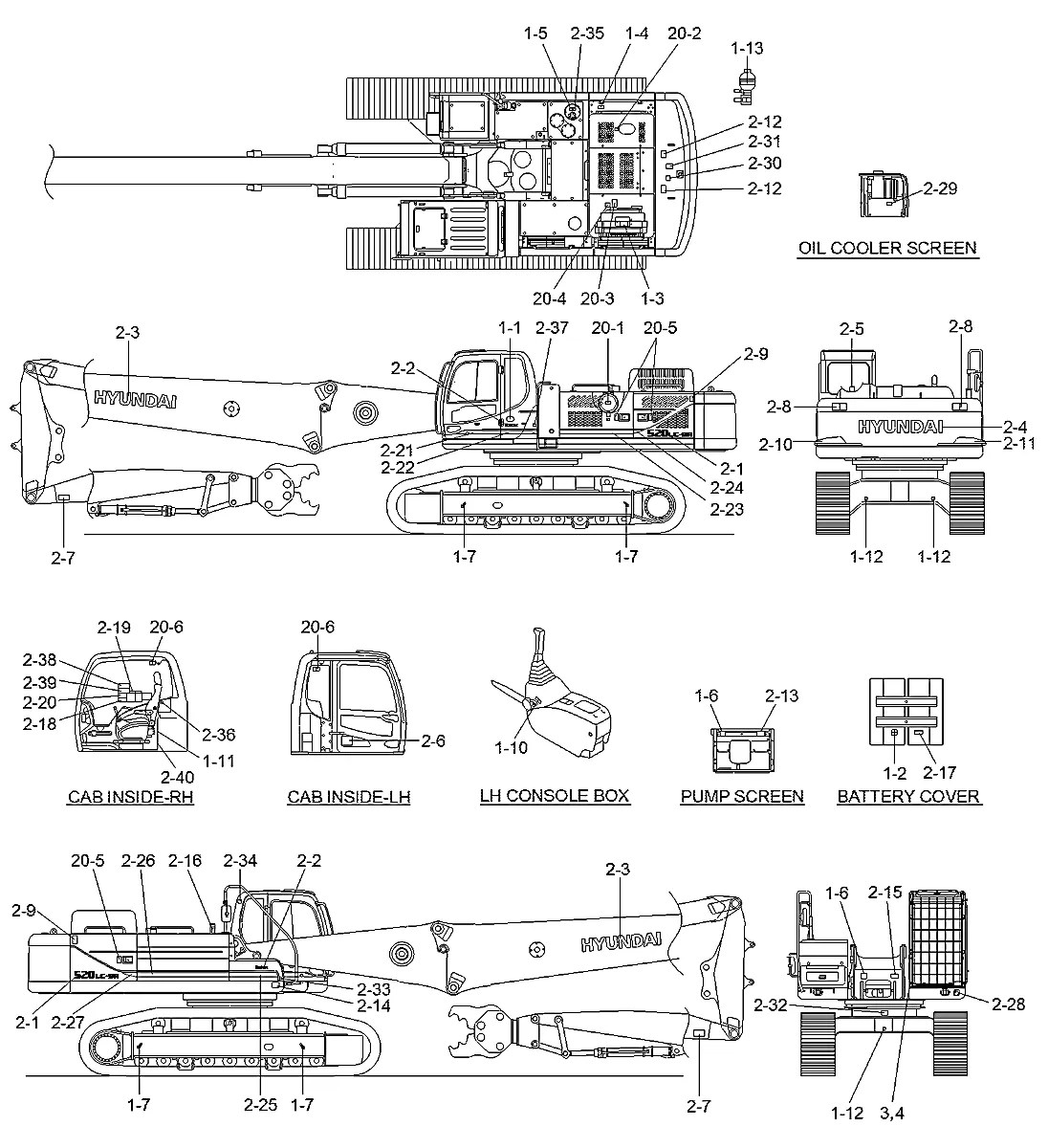 99QB-50100 Escavadeira de esteiras Hyundai R520LC-9A