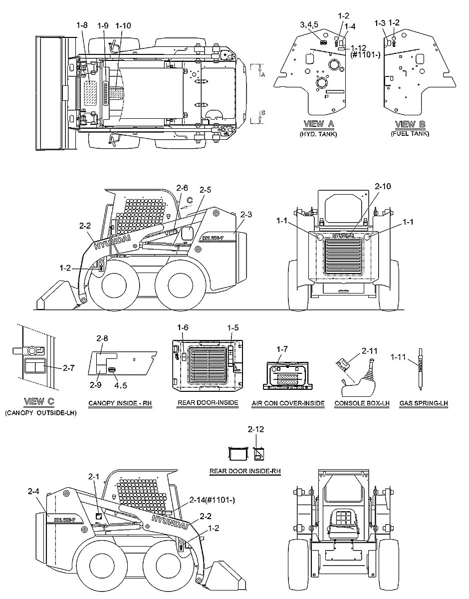 91S8-07030 Mini carregadeira Hyundai HSL850-7
