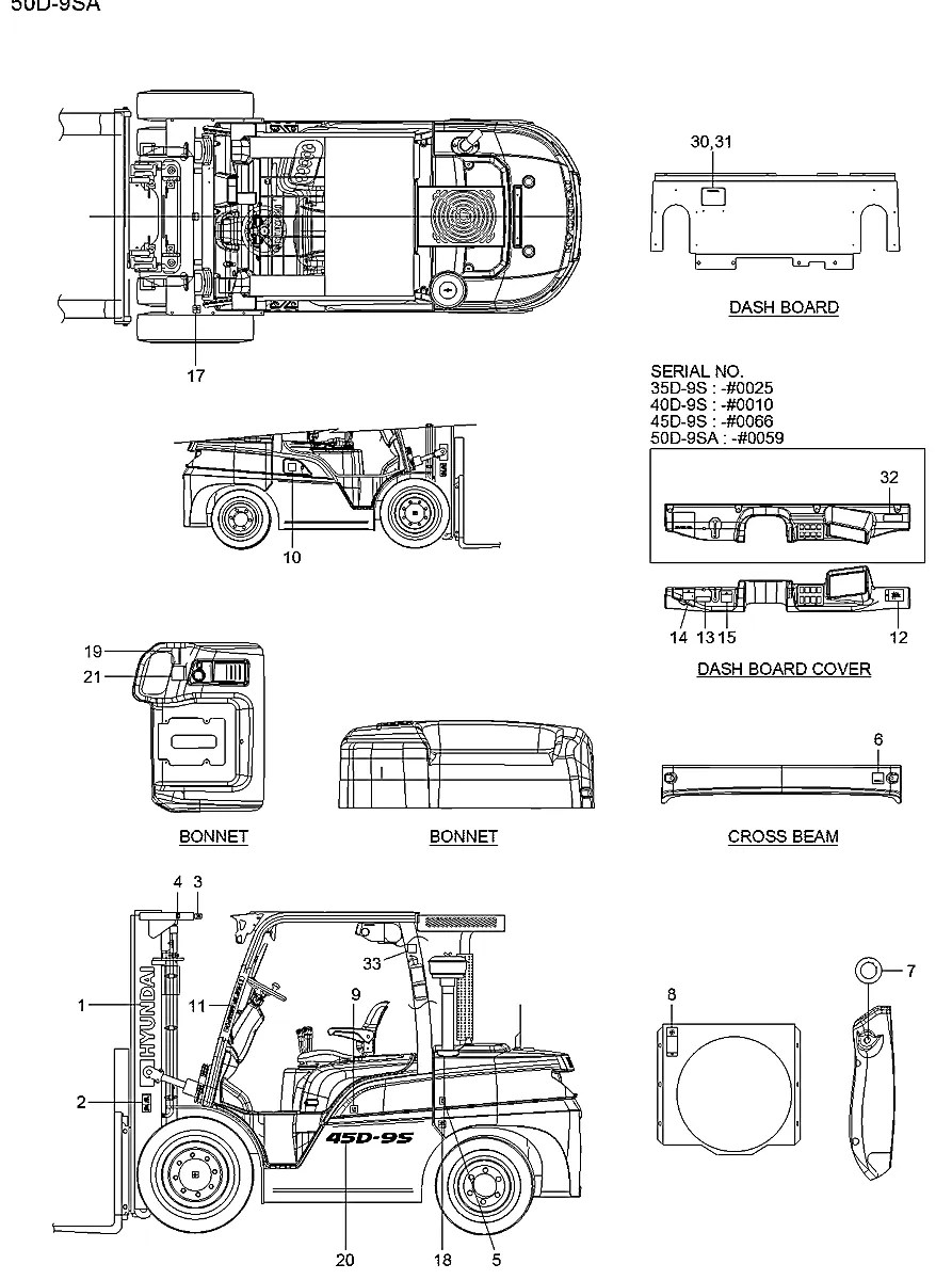 92HA-00241 Empilhadeira Hyundai 35-40-45-50D-9SA