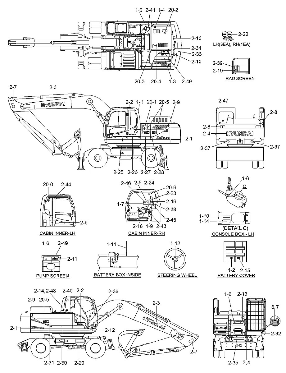 92Q6-13100 Escavadeira de rodas Hyundai R210W-9A