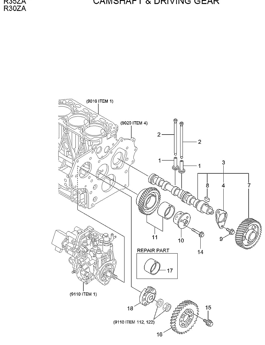 22512-070140 Escavadeira de esteiras Hyundai R35Z-9A