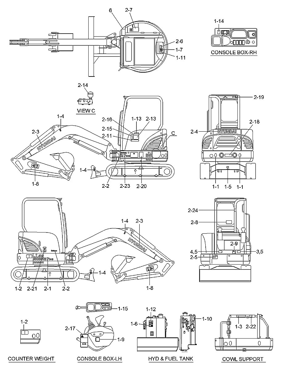 92MK-10812 Escavadeira de esteiras Hyundai R27Z-9