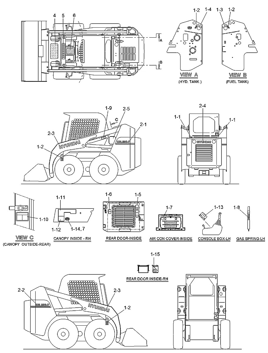 91S8-71100 Mini carregadeira Hyundai HSL650-7
