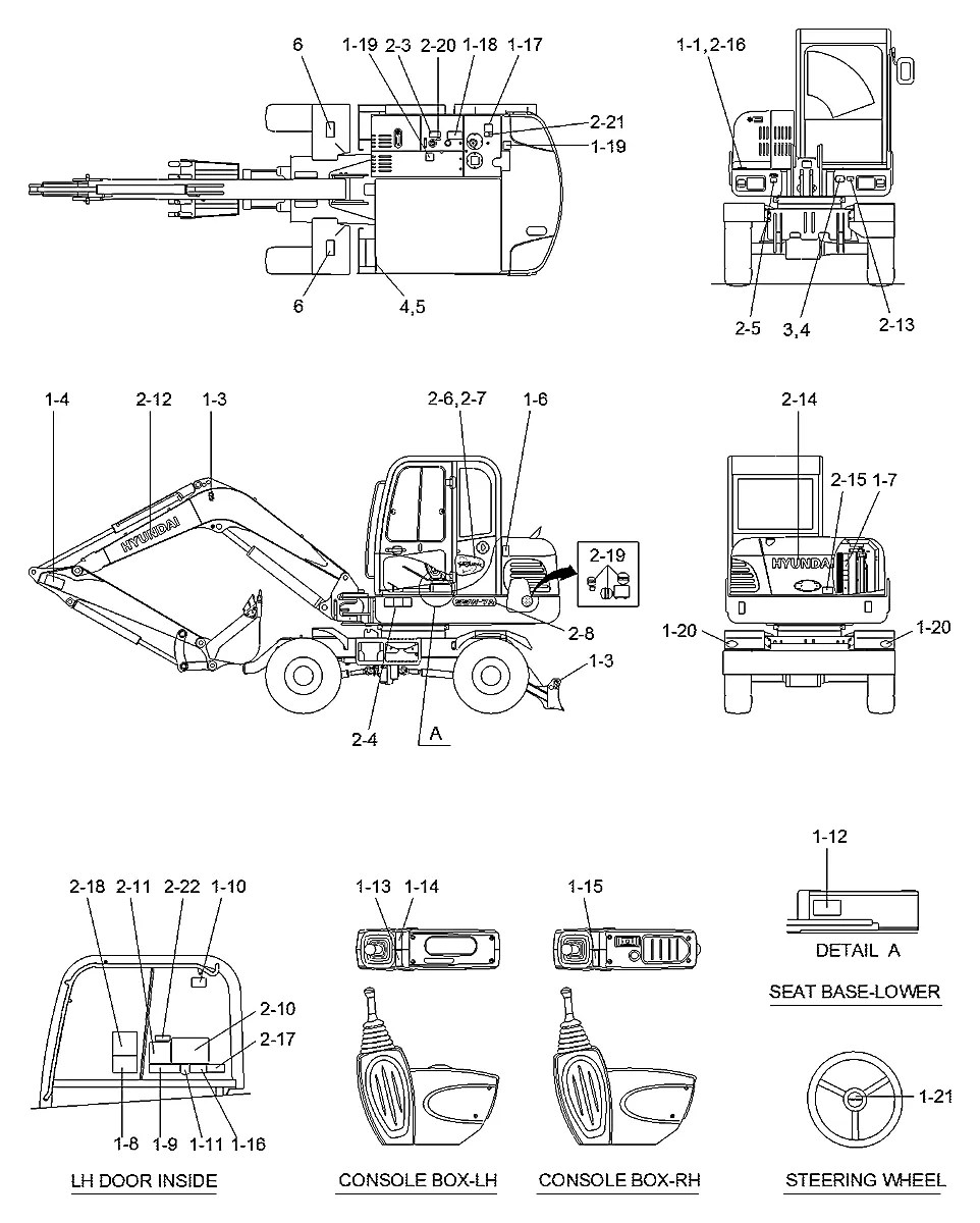 92M8-07350 Escavadeira de rodas Hyundai R55W-7A