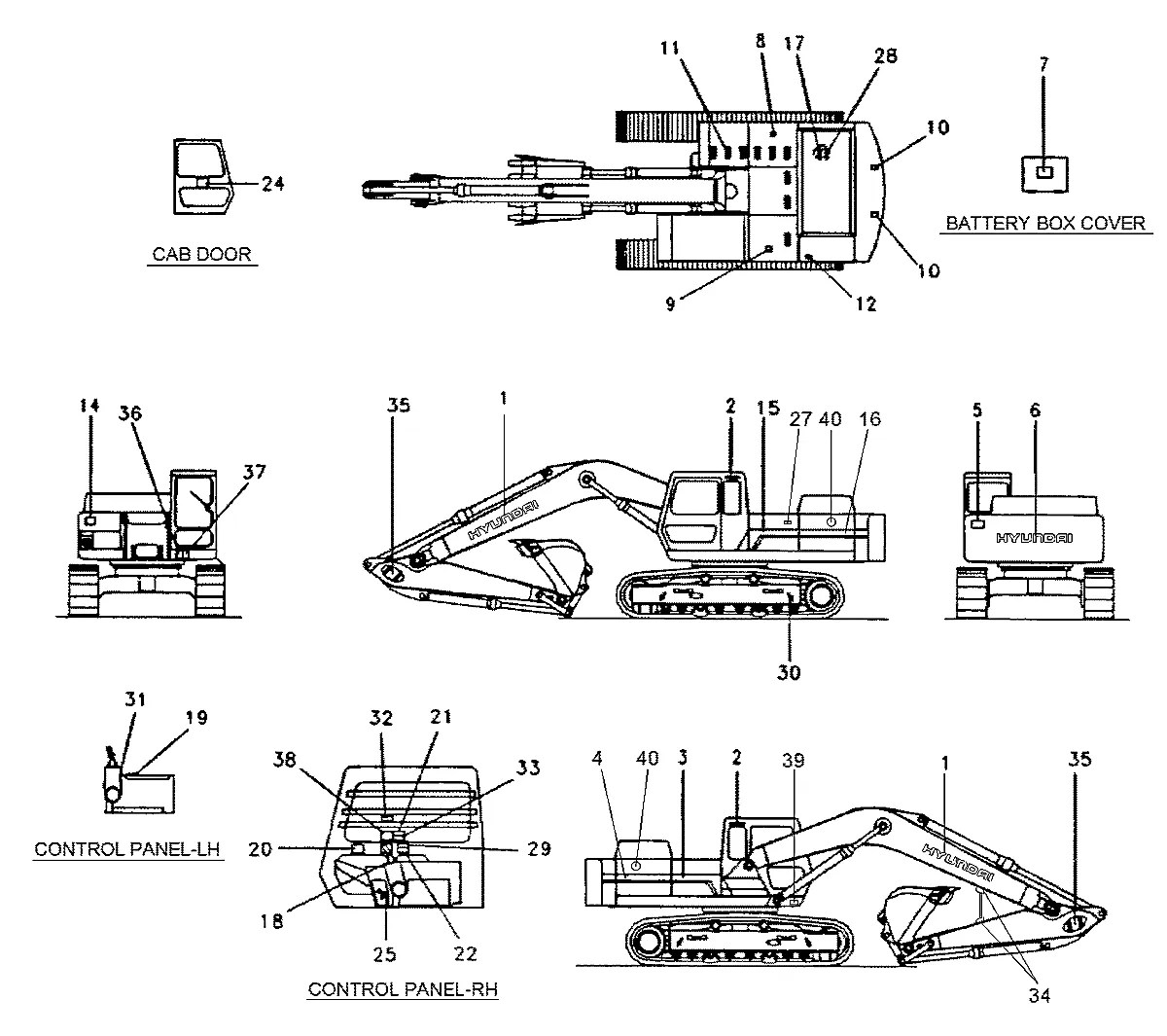 91E1-04020 Escavadeira de esteiras Hyundai R200LC