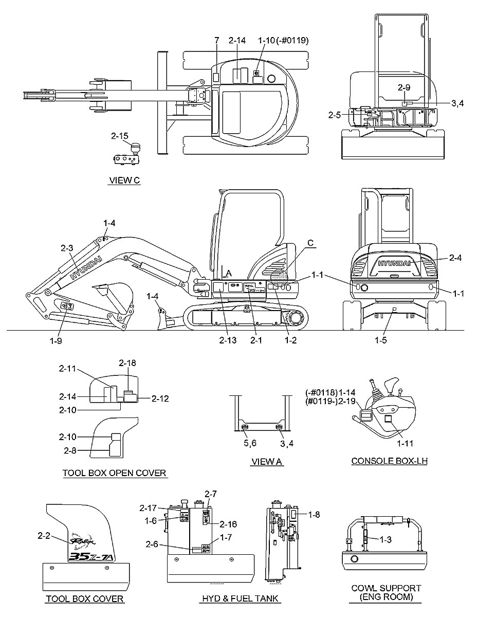 91MH-10715 Escavadeira de esteiras Hyundai R35Z-7A