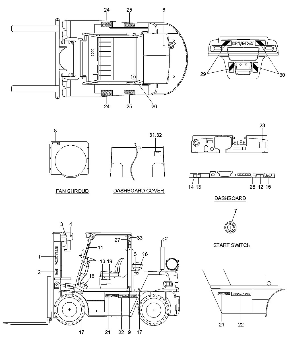 92FT-00412 Empilhadeira Hyundai 60-70L-7A
