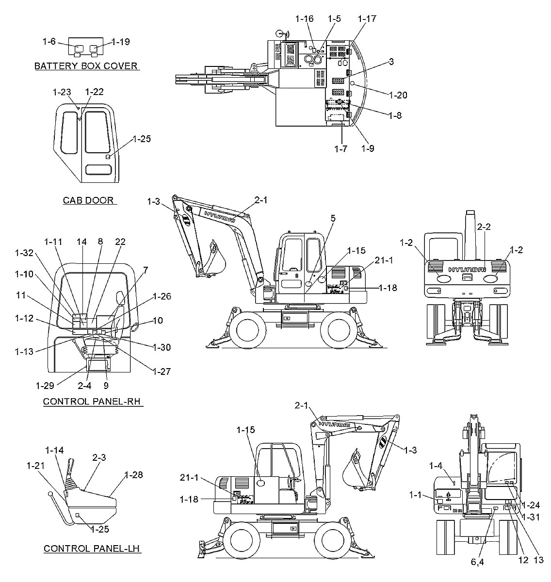91E3-12060 Escavadeira de rodas Hyundai R95W-3