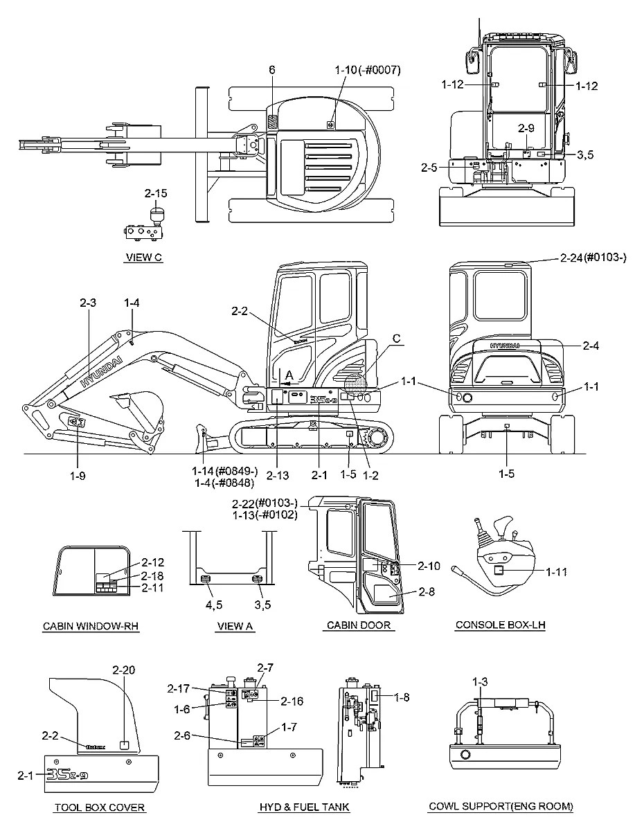 93MH-03306 Escavadeira de esteiras Hyundai R35Z-9
