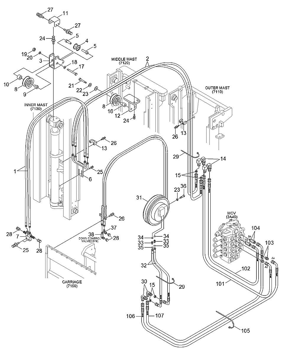 P930-064040 Empilhadeira Hyundai 50-60-70DS-7E