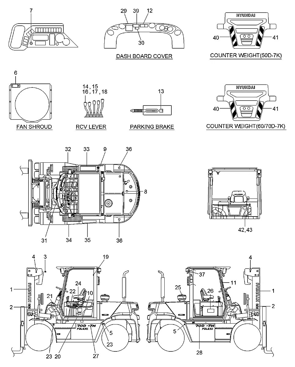 92HA-00130 Empilhadeira Hyundai 50-60-70D-7K