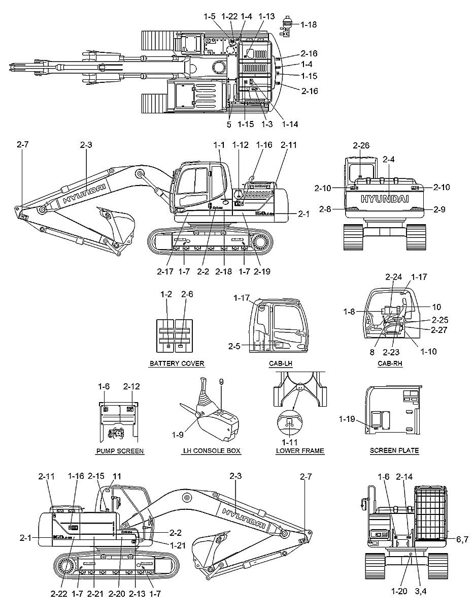 91Q6-63100 Escavadeira de esteiras Hyundai RB160LC-9S