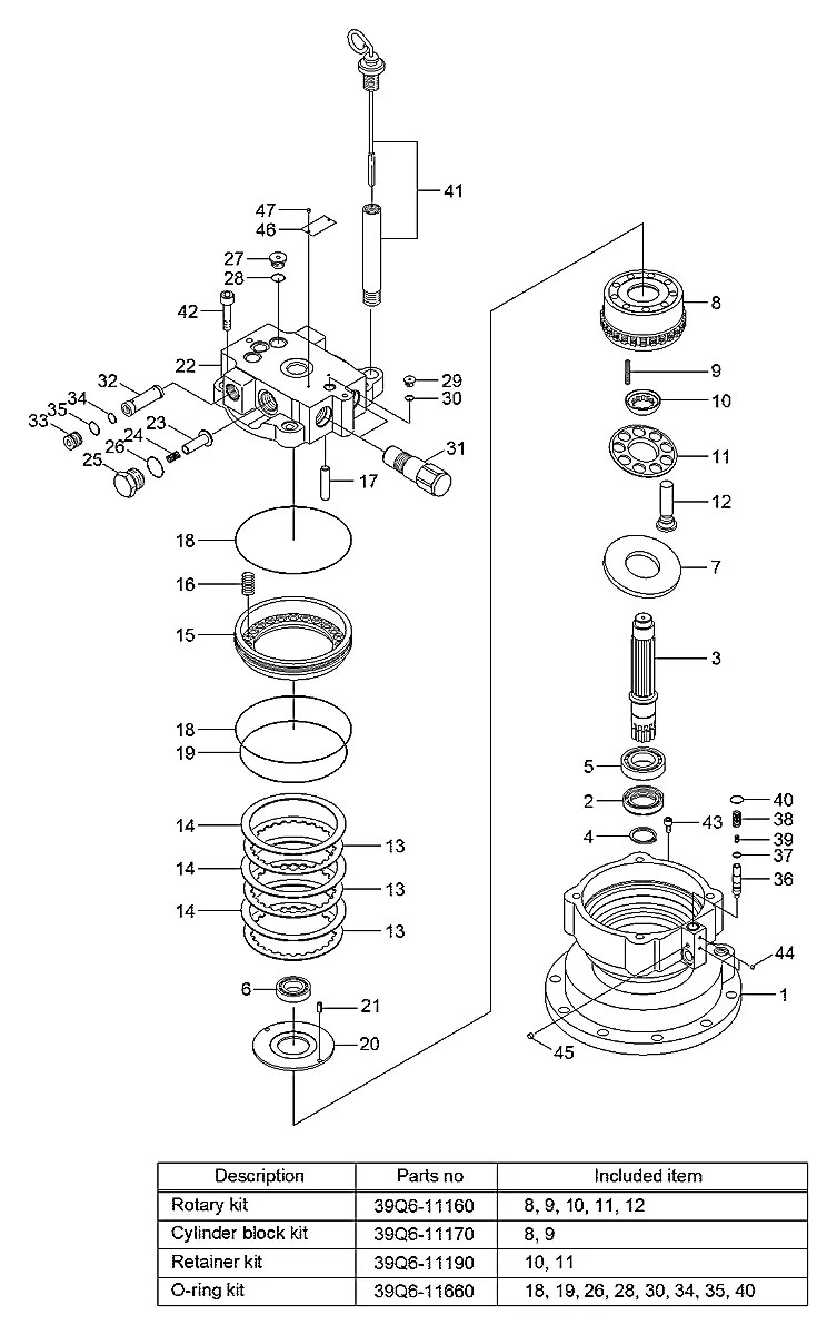 39Q4-11120 Escavadeira de esteiras Hyundai R110-7A