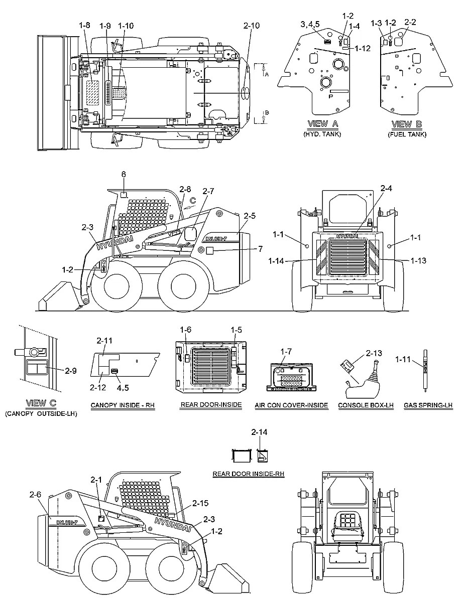 91S7-10706 Mini carregadeira Hyundai HSL850-7