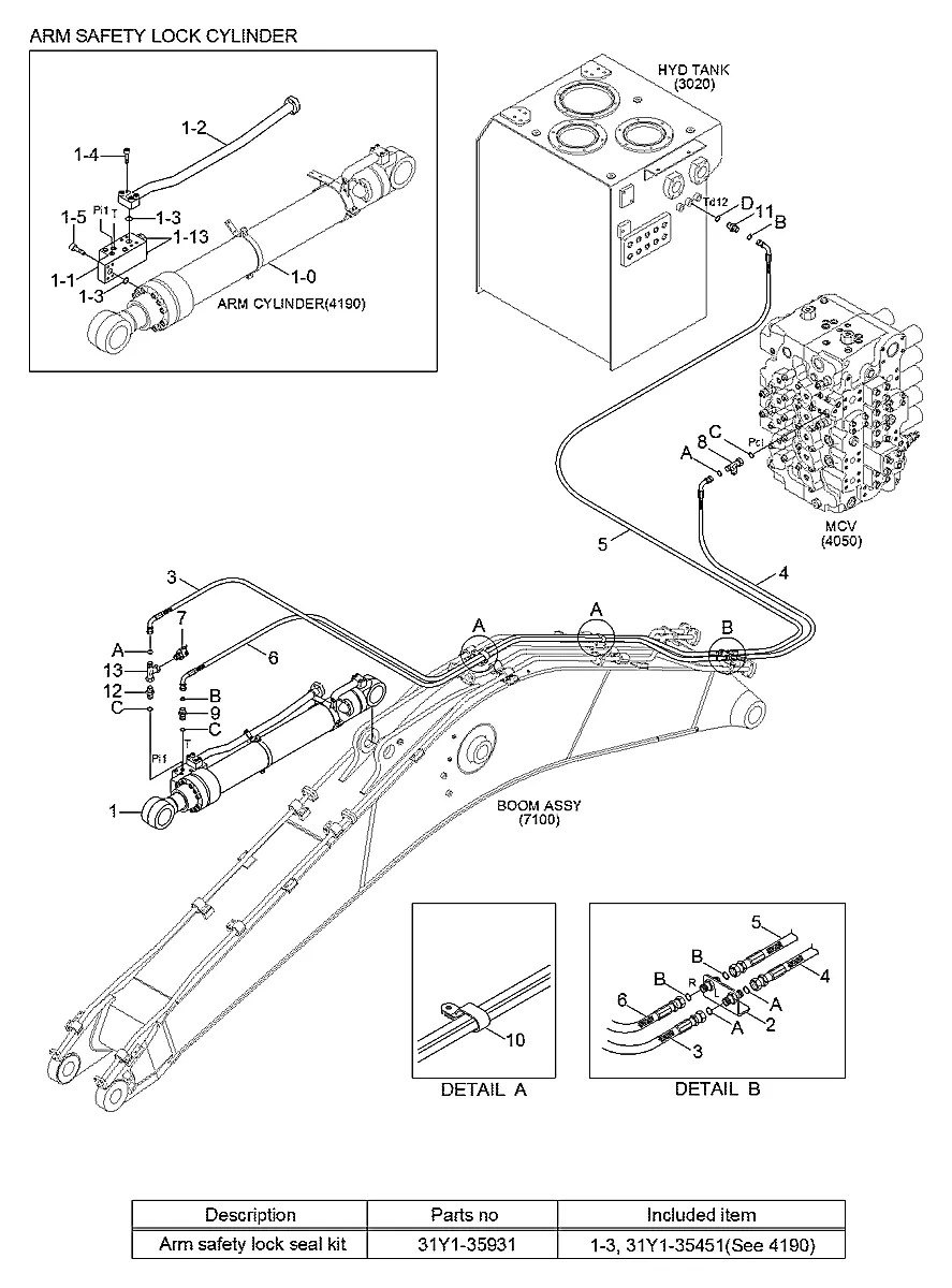 31KB-52130 Escavadeira de esteiras Hyundai HX520 L