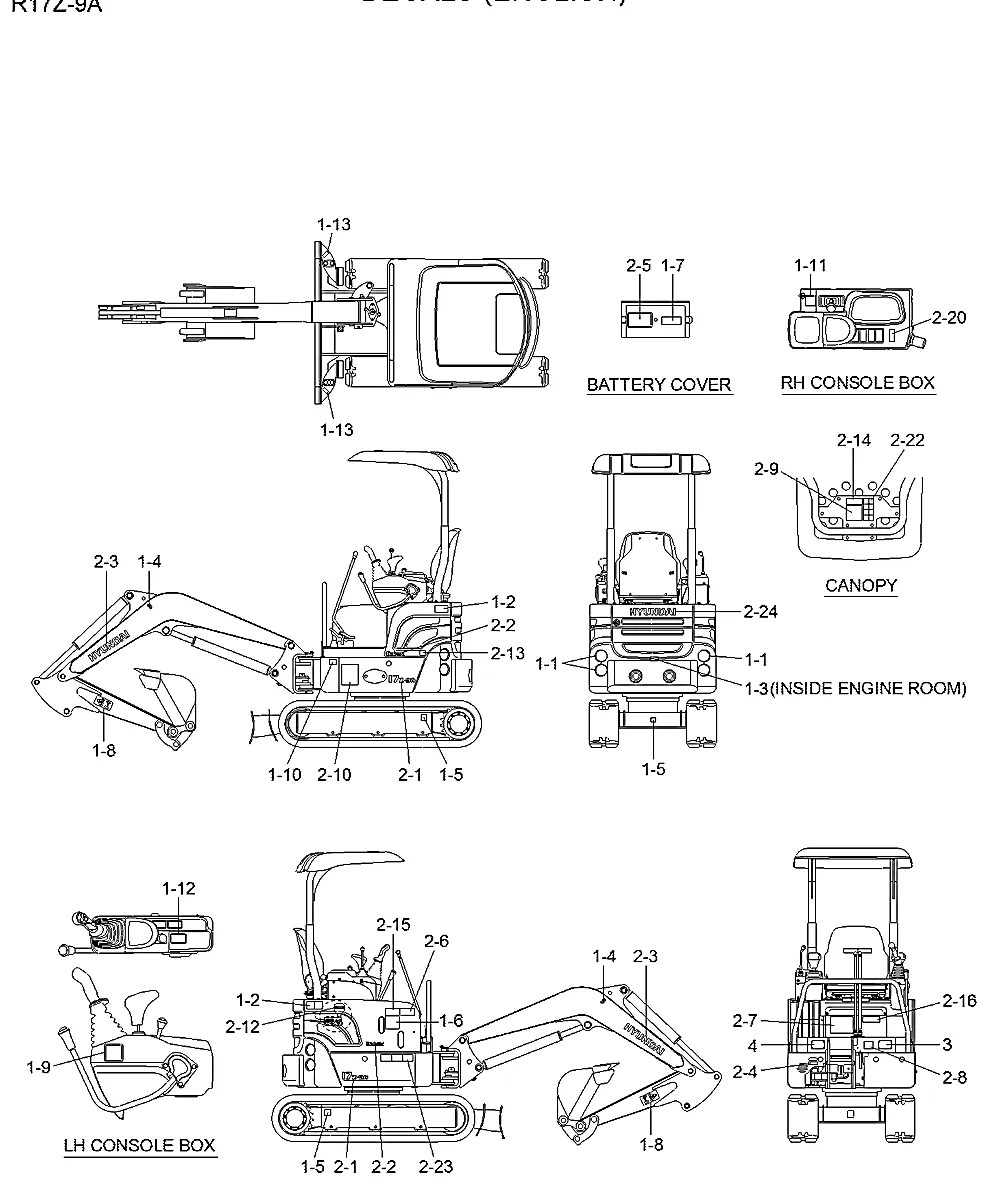 91N6-22030 Escavadeira de esteiras Hyundai R17Z-9A