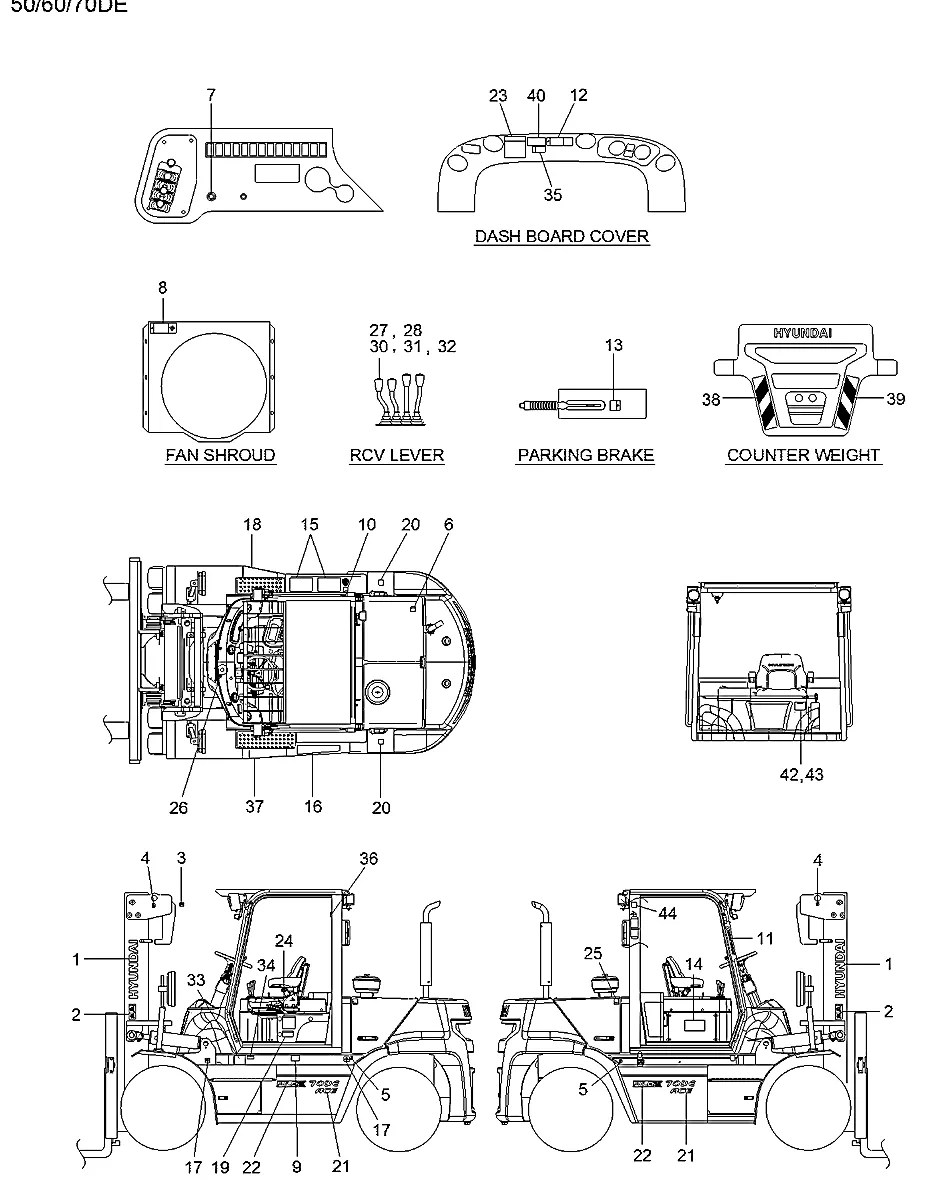 93FQ-05000 Empilhadeira Hyundai 50-60-70D-7E ACE
