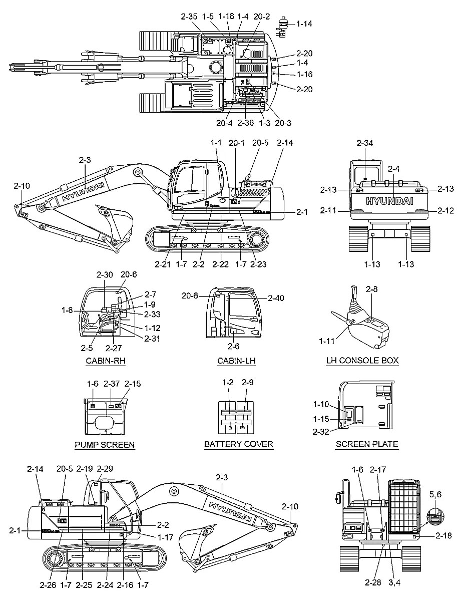 93Q4-07500 Escavadeira de esteiras Hyundai R180LC-9A