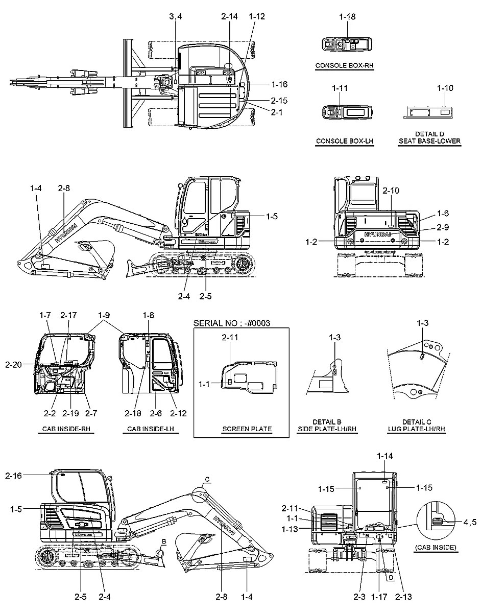 97Q1-17500 Escavadeira de esteiras Hyundai R80CR-9A
