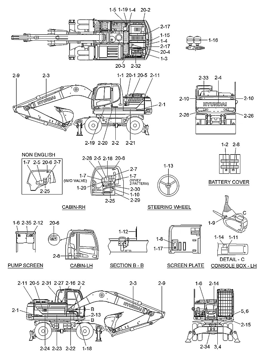 97Q4-00201 Escavadeira de rodas Hyundai R160W-9A