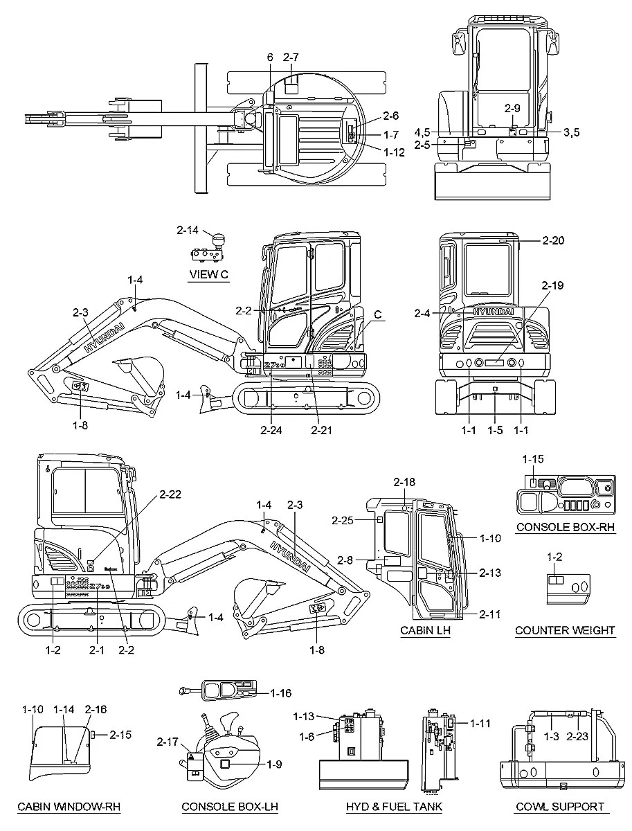 91LM-14110 Escavadeira de esteiras Hyundai R27Z-9