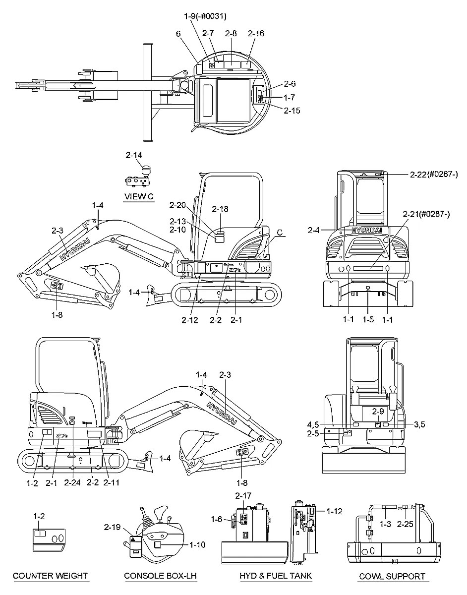 91MK-02124 Escavadeira de esteiras Hyundai R27Z-9