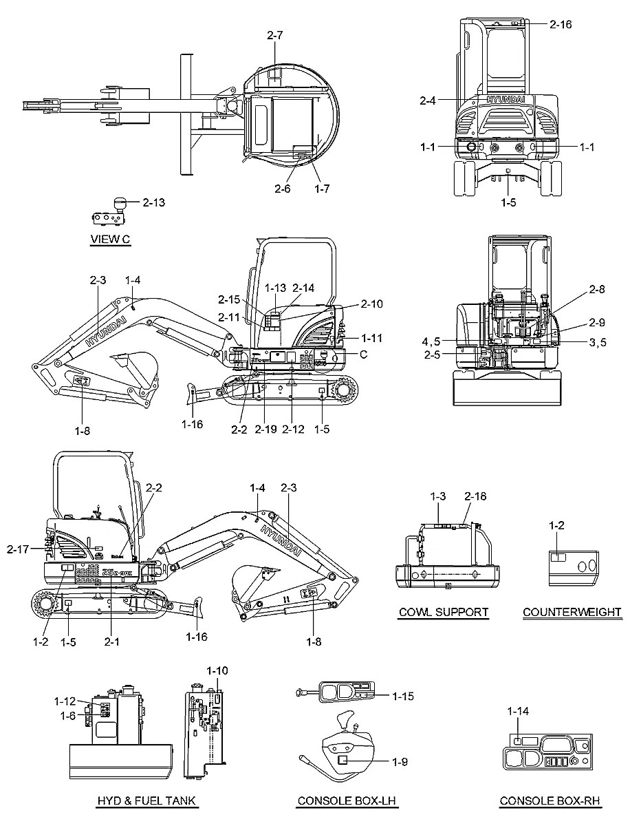 97MK-07290 Escavadeira de esteiras Hyundai R25Z-9AK