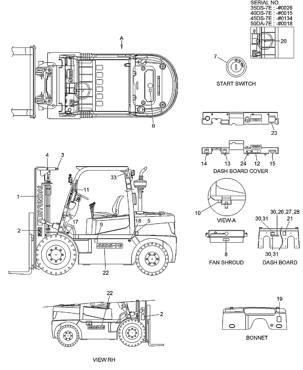92FV-00160 Empilhadeira Hyundai 35-40-45-50DA-7E
